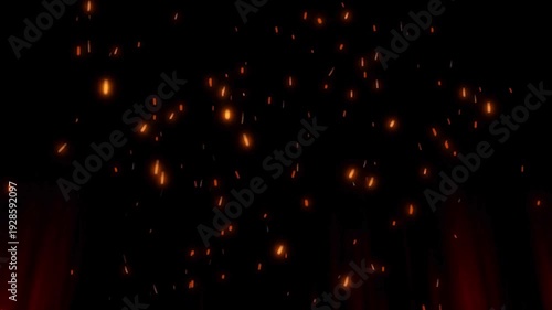 Fire flames burning realistic fire particles and smoke overlay background Flying sparks and embers from a fire  Smoky fire particles on black background. Smoke effect and spark. Fire smoke animation.