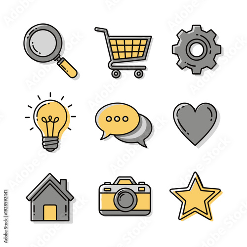Set of modern icons for business and communication