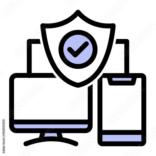 Body of technologies and processes designed to protect networks and data from attack (Outline Color Lineal Style)