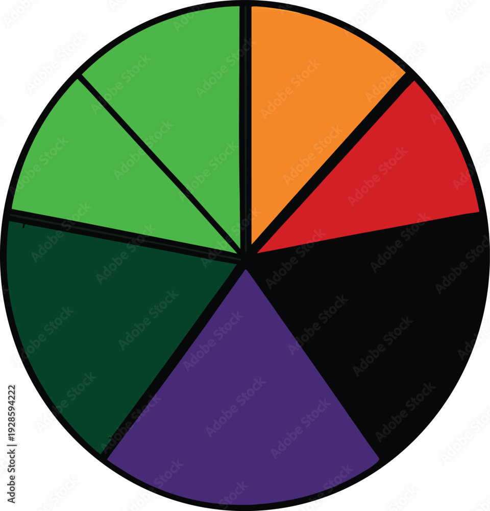 Obraz premium Colorful pie chart with seven segments in different colors vector illustration EPS PNG file