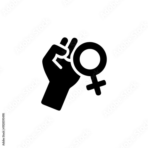 Clean black raised fist power gesture icon for protest concept On white Background Vector illustration
