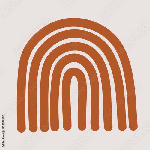 Cartoon vector illustration of orange stylish arches with one arc nested inside another, symbolizing curves in modern design
