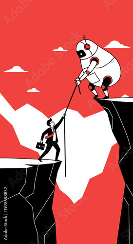 Artificial Intelligence Helping Businessman Overcome Risk and Challenge