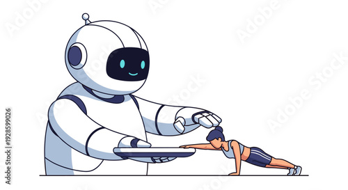 AI Personal Trainer Assisting Man with Workout Fitness Technology Concept