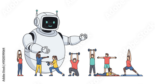 AI Smart Fitness Trainer Assisting Group Workout Session