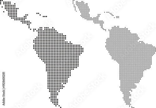 Modern digital dotted grid vector map of Latin America for technology and data visualization backgrounds