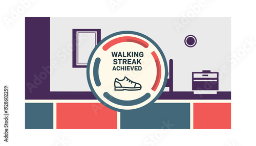 Achieve daily walking streak with fitness tracker in modern home office
