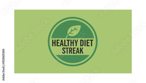Healthy diet streak concept with leaf logo on green background