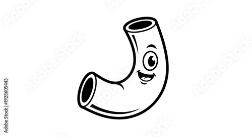 A cheerful cartoon macaroni pasta character with a happy smile.