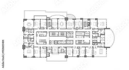 Detailed architectural floor plan showing the internal layout of a multi-room building.
