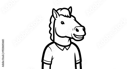 Cartoon anthropomorphic horse wearing a collared shirt
