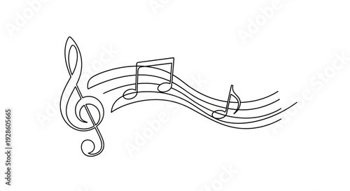 Minimalist musical staff with treble clef and notes.