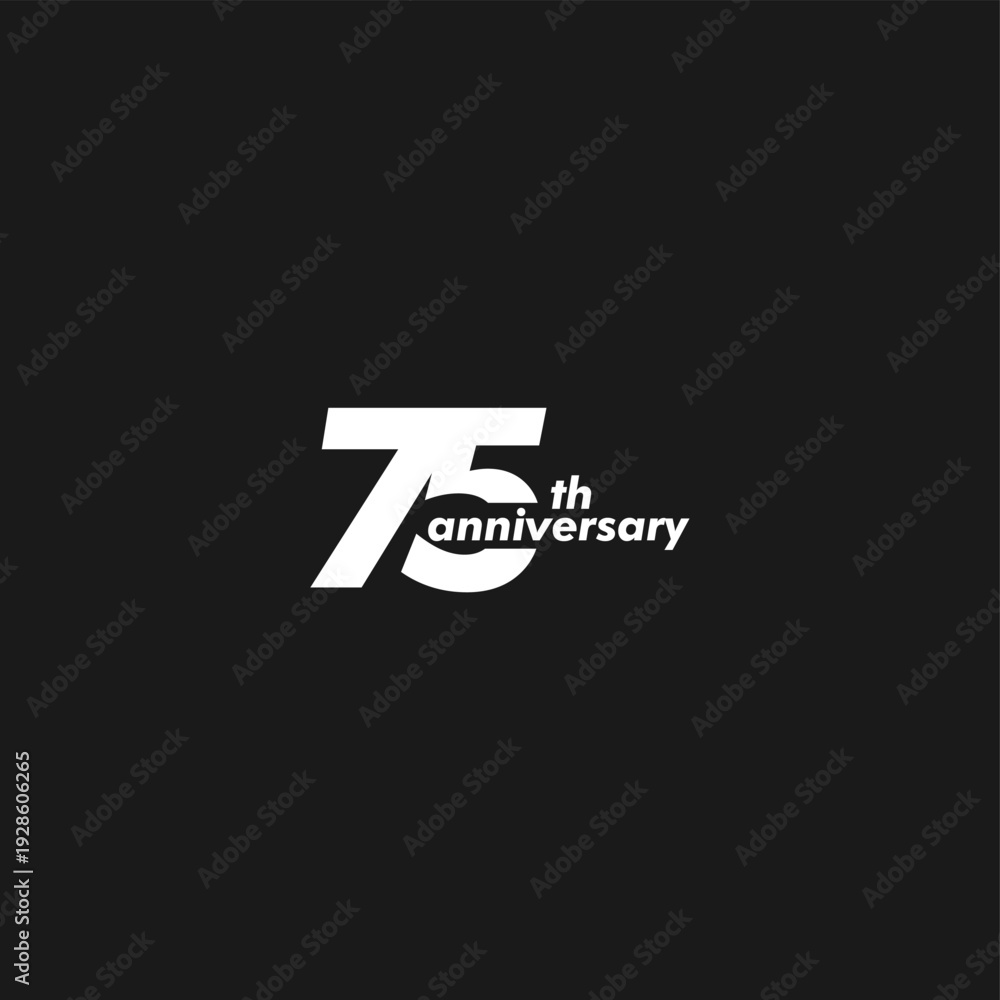 Obraz premium anniversary logo design, 75th anniversary, symbol, icon, party, logo design for 75th anniversary, vector, success, illustration, birthday, symbol, background, year, congratulations, greeting, invita