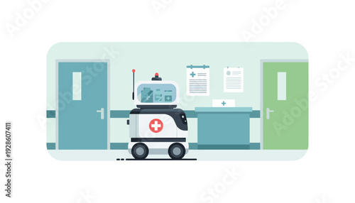 Medical robot delivering supplies in modern hospital setting efficiently