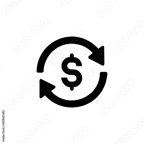 Income recycle icon showing circular money exchange and cash movement Vector illustration