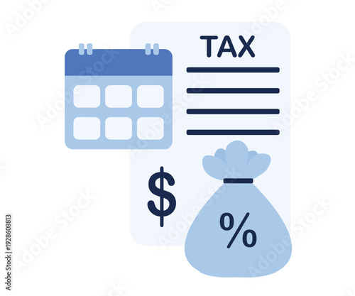 Tax Payment Illustration with Calendar and Money Bag