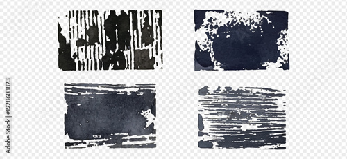 Grunge texture pack, distressed ink stains and rough brush strokes overlay set