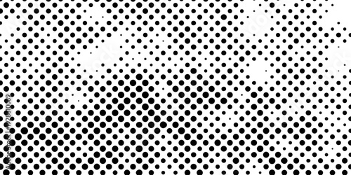 abstract black and white halftone dots pattern background with seamless gradient effect, minimalist pop art vector texture, monochrome distressed stipple aesthetic for design.