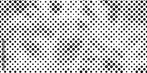 abstract black and white halftone dots pattern background with seamless gradient effect, minimalist pop art vector texture, monochrome distressed stipple aesthetic for design.