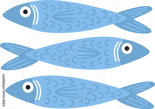 Fish Trio Swimming Cartoon