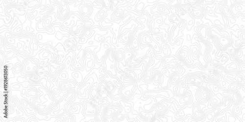 Topographic contour map design with wavy lines and patterns on white background