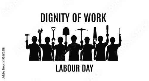 Labour Day icon set with tools and workers
