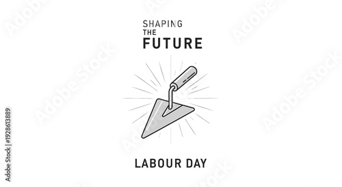 Labour Day icon with trowel and sunburst