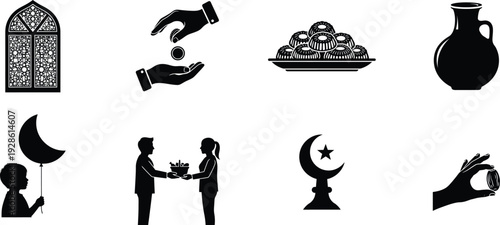 Ramadan kareem symbols and icons