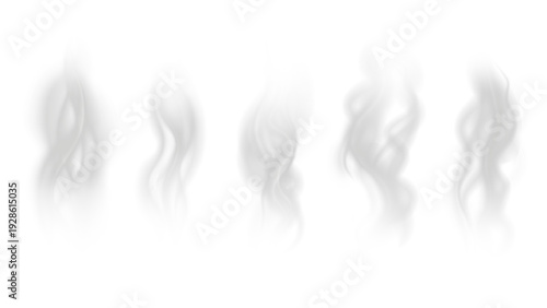Realistic steam or smoke on hot tea, coffee, food. PNG Stock royalty free.	