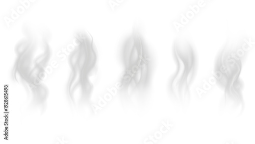 Realistic steam or smoke on hot tea, coffee, food. PNG Stock royalty free.	