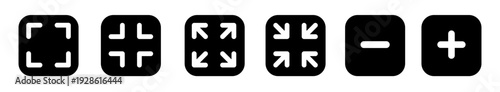 Zoom In Out Icons Plus Minus Buttons Fullscreen Control Interface