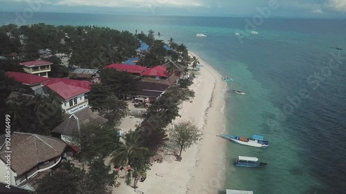Drone view of Malapascua Island and surrounding tropical waters, Philippines