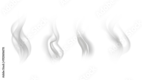 Realistic steam or smoke on hot tea, coffee, food. PNG Stock royalty free.	