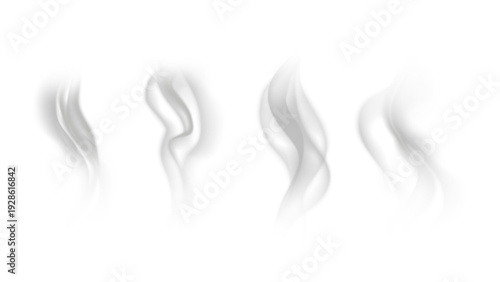 Realistic steam or smoke on hot tea, coffee, food. PNG Stock royalty free.	