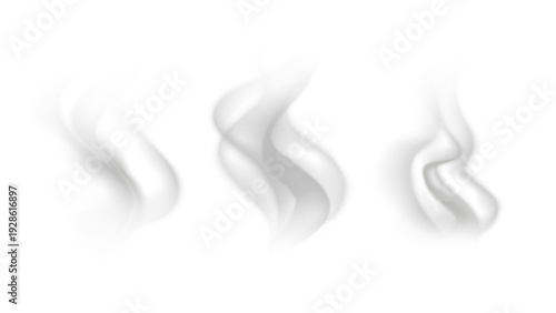 Realistic steam or smoke on hot tea, coffee, food. PNG Stock royalty free.	