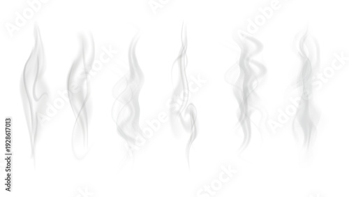 Realistic steam or smoke on hot tea, coffee, food. PNG Stock royalty free.	