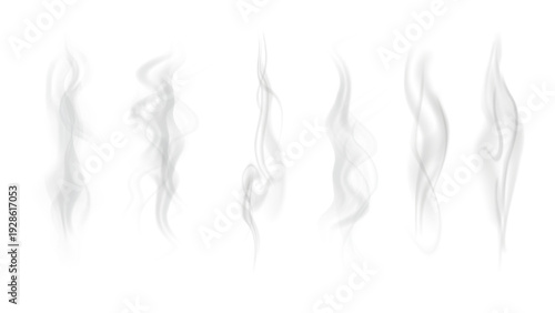 Realistic steam or smoke on hot tea, coffee, food. PNG Stock royalty free.	