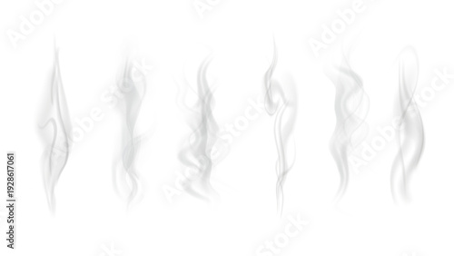 Realistic steam or smoke on hot tea, coffee, food. PNG Stock royalty free.	