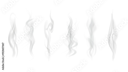 Realistic steam or smoke on hot tea, coffee, food. PNG Stock royalty free.	