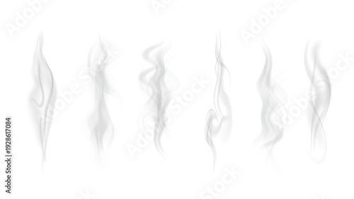 Realistic steam or smoke on hot tea, coffee, food. PNG Stock royalty free.	