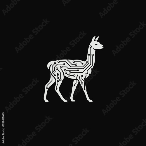 White Llama Silhouette with Internal Organs Visible.