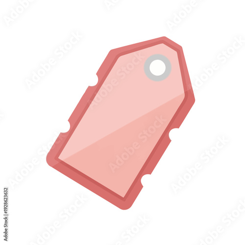 Flat Design Pink Price Tag Icon. Vector Illustration of a Minimalist Shopping Label with a Hole for Retail, Sales, Discounts, and E-commerce Pricing.
