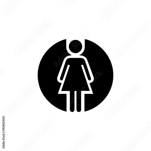 Female restroom icon bold minimalist symbol for public facilities Vector illustration
