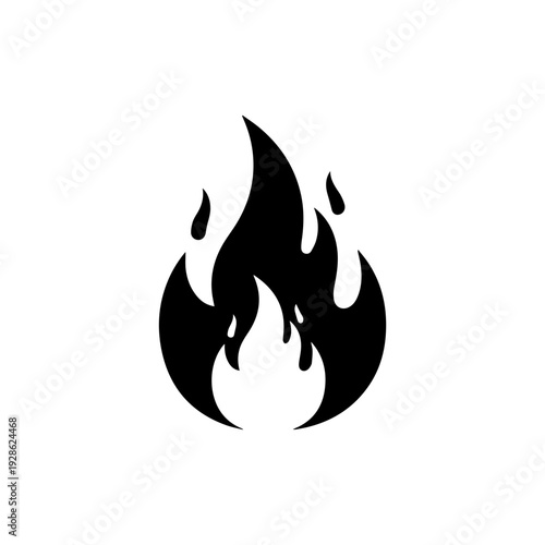 Flame fire icon solid flat shape representing heat and power Vector illustration