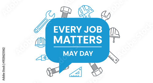 Vector illustration of 'Every Job Matters' May Day campaign with work tools