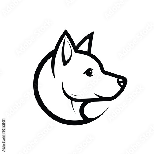Minimalist line drawing of a german shepherd dog profile facing left