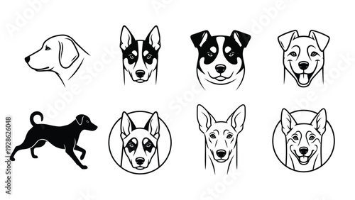 A playful collection of diverse cartoon animal faces and silhouettes