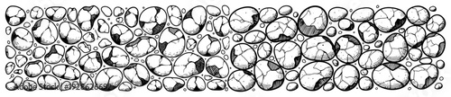 Texture of many small cracked stones and pebbles in vintage engraving style