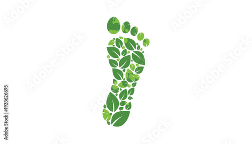 Green leafy footprint symbolizing eco friendly practices and sustainability