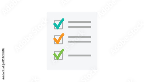 Checkmarks on a checklist with colorful ticks